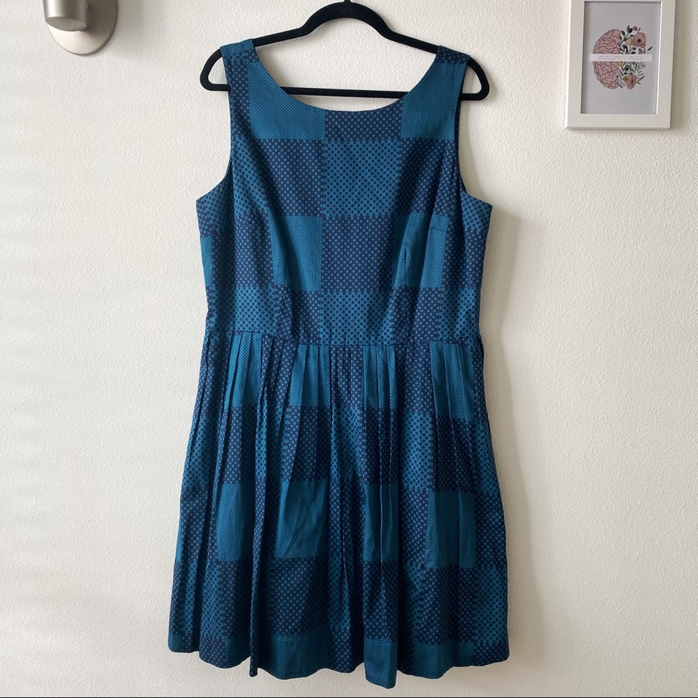 Maison Jules Blue Dotted Pleated Dress